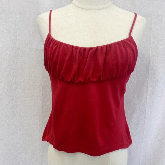 INTERMIX Y2K 90s maroon matte jersey rayon ruched bust cami size 8 - Picture 1 of 11